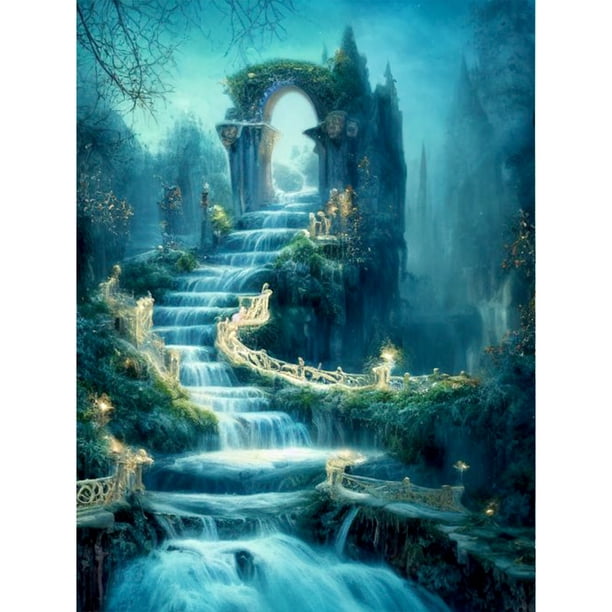 (A3461) Lleno Diamantes Serie Paisaje Goteo Nocturno Resina 30*40CM