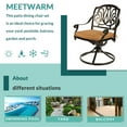 thumbnail image 6 of MEETWARM 2-Piece Outdoor Bistro Swivel Dining Chairs, Patio Cast Aluminum Dining Rocker Chairs, Patio Furniture Chair Set with Cushion for Balcony, Lawn, Garden, Backyard, Antique Bronze, 6 of 7