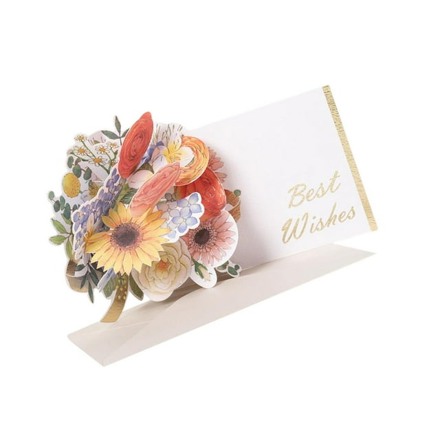 Tarjeta de felicitación romántica con flores, felicitación de aniversario, cumpleaños, tarjeta 3D emergente Rojo