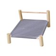 thumbnail image 1 of STARTIST Elevated Cat Bed Comfortable Pet Cot Wooden Frame for Small Pet Puppy Rabbit Blue White, 1 of 9