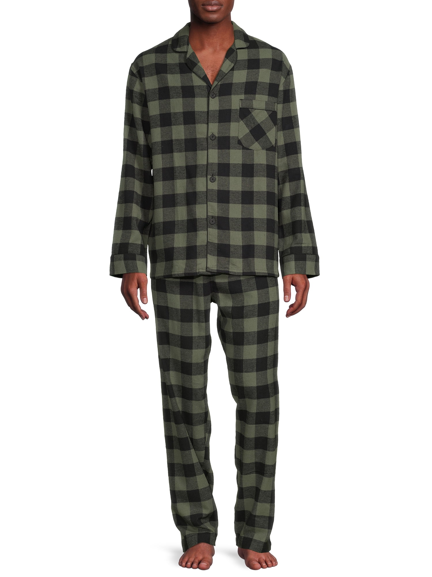Hanes Men's and Big Men's Cotton Flannel Pajama Set, 2-Piece With Big & Tall Sizing