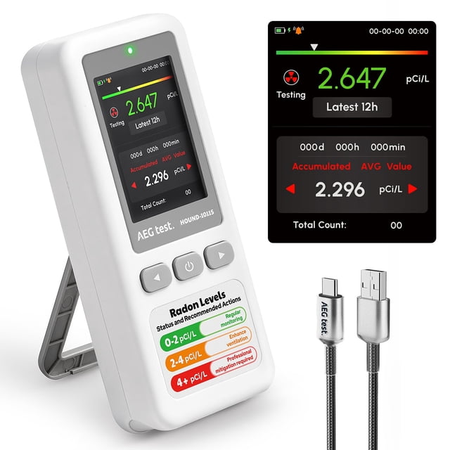 Detector de radón portátil AEGTEST HOUND-1011S con sensor de alta precisión