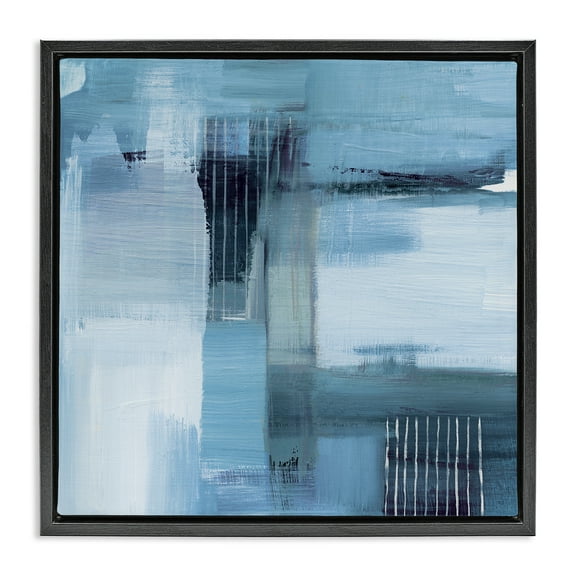 Stupell Industries Woven Paint Streaks Abstract Painting Black Floater Framed Canvas Art Print Wall Art, 18 x 18