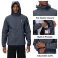 thumbnail image 4 of Tyhengta Men's Jacket Waterproof Coat Hooded Raincoat Outdoor Hiking Lightweight Windbreaker Grayish Blue L, 4 of 8