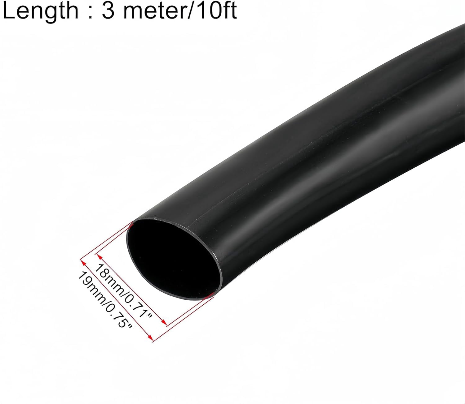 FEFEFW-18mm x 19mm x 3m PVC Tube Wire Harness Tubing High Temperature Resistant Cable Management Cable Sleeve,Black,1PC