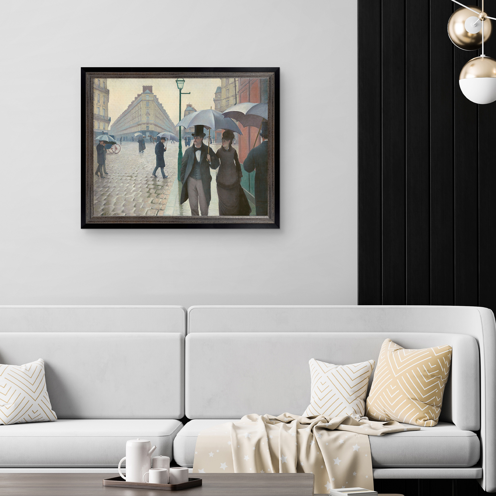 Rainy Day in Paris Framed Canvas