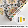 thumbnail image 3 of DKTIE 17.7" x 78.7" Sicilian Tile Decorative Window Privacy Film, Static Cling Stained Glass Window Film, UV Blocking Heat Control Window Tint with Installation Tools for Home Bathroom, 3 of 8