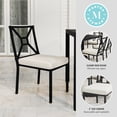 thumbnail image 4 of Martha Stewart Indoor-Outdoor Stackable Patio Side Dining Chair with Steel Frame in Black with Cream All-Weather Cushion, 4 of 13