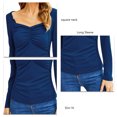 thumbnail image 5 of Ruched Blouse Long Sleeved Pure Color Slim Fit Fashionable Elegant Women Ruched Top Blue 3XL, 5 of 6