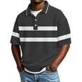 thumbnail image 2 of longantii Polo Shirts for Men Oversized Collared Short Sleeve Tshirts Lightweight Striped Blouses 2026 Sports Clothing Gray XXXXL, 2 of 4