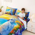 thumbnail image 3 of jejeloiu Tropical Parrot Bed Sheets,Floral Beach Print Full Size Sheets For Boys,Multicolor,4-Piece,1 Flat Sheet, 1 Fitted Sheet and 2 Pillowcases, 3 of 6