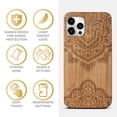 thumbnail image 4 of Case Yard Wooden Case Outside Soft TPU Silicone Slim Fit Shockproof Wood Phone Cover for Girls Boys Men and Women Supports Wireless Charging Ornamental Mandala Design case for iPhone-12-Pro-Max, 4 of 7