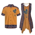 thumbnail image 4 of Psesaysky Couple Matching Hawaiian Outfits Orange Native Cami Dress for Women Summer Beach Cover up Tank Sundress or Mens Short Sleeve Shirts Button Down Hawaii Palm Aloha Shirts-M, 4 of 7
