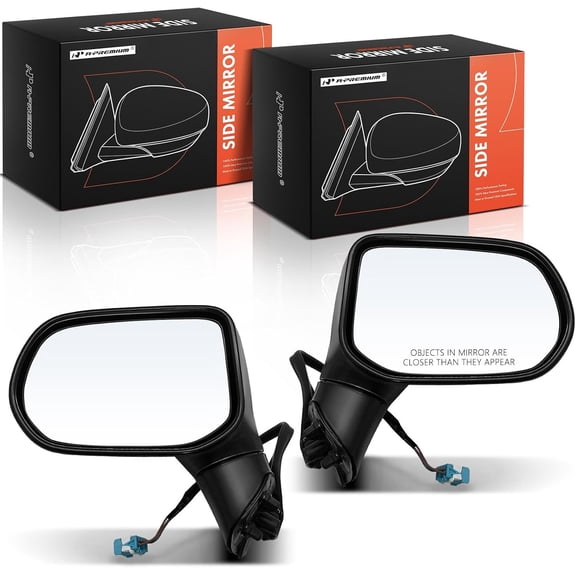 A-Premium Pair (2) Driver and Passenger Side Power Door Mirror - Compatible with Honda Civic 2008 2009 2010 2011 - Heated Manual Folding Black Outside Rear View Mirror - Replace# 76250SNEA22ZK
