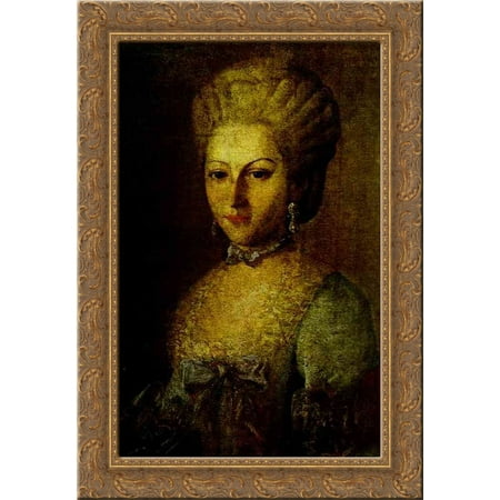 Portrait of Agrafena Ribeaupierre 24x18 Gold Ornate Wood Framed Canvas Art by Carl-Ludwig Johann Christineck
