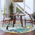thumbnail image 3 of Easter Round Area Rug 5Ft Washable Circle Rugs for Living Room Bedroom, Turquoise Truck Eggs Gnomes Rabbit Wooden Grain Non-Slip Carpet Floor Mats Indoor Outdoor Carpet Runner Aesthetic Home Decor, 3 of 8