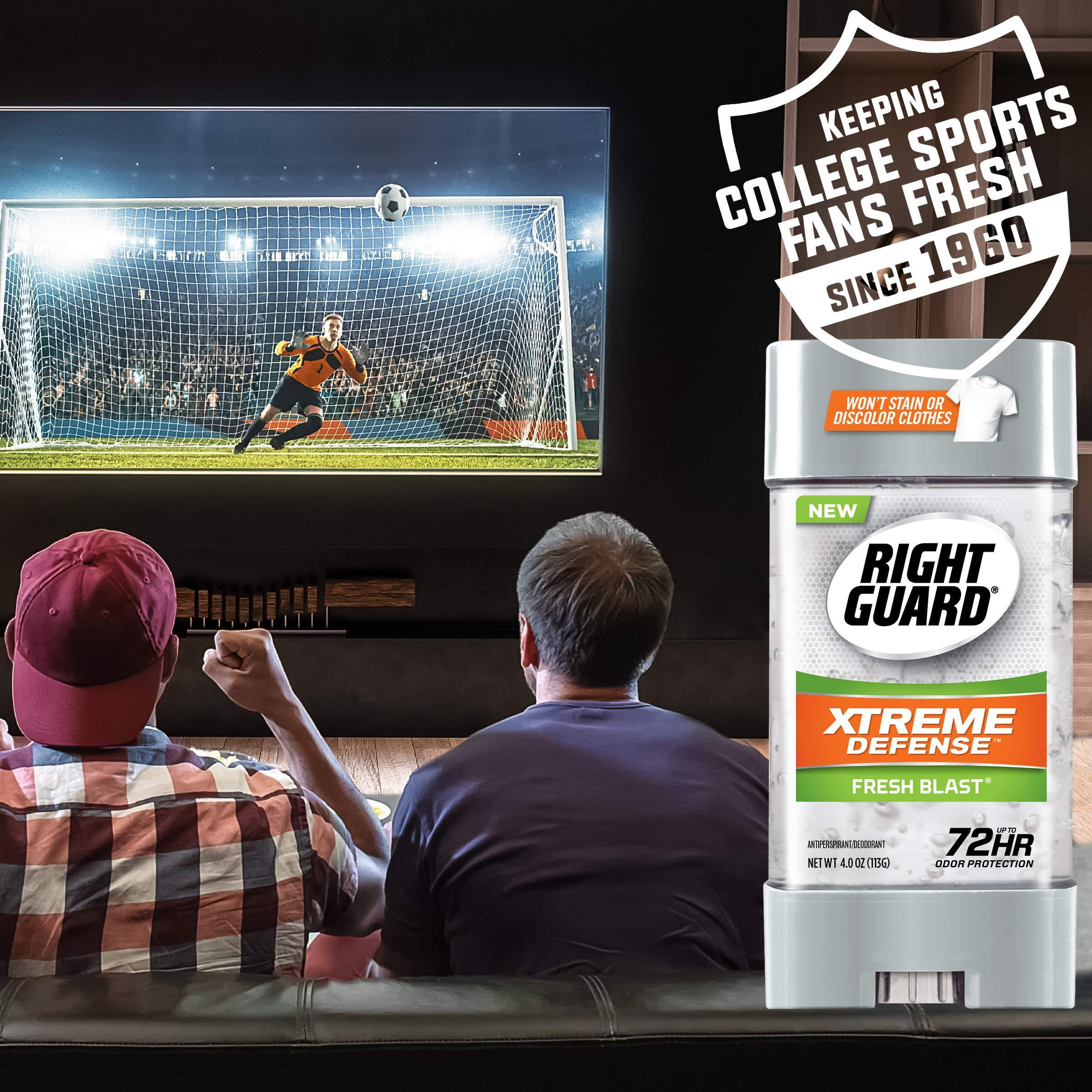 Right Guard Xtreme Defense Antiperspirant Deodorant Gel, Fresh Blast, 4 Ounce, 4 count