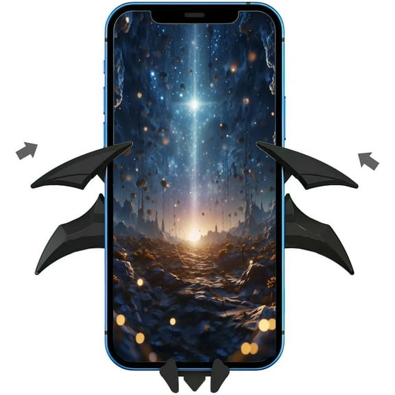 Bat Wings Car Phone Holder, Universal Vent Mount For Secure Grip, Compatible with Phone, Dark Bat Design Car Accessory-Black