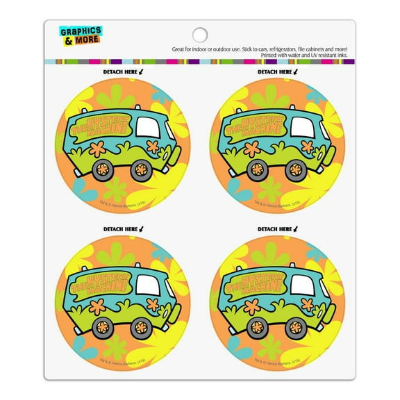 Scooby-Doo The Mystery Machine Refrigerator Fridge Locker Vinyl Circle Magnet Set