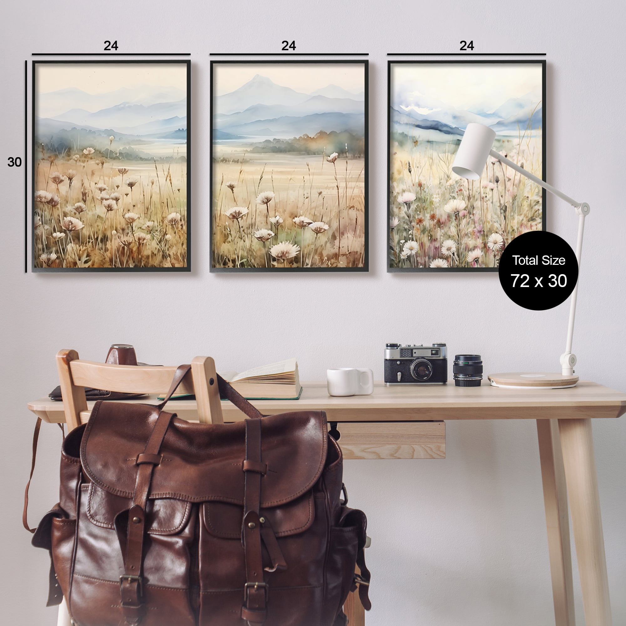 Stupell Industries In The Field Landscape Landscape Painting Black Framed Art Print Wall Art, 24 x 30, Set of 3