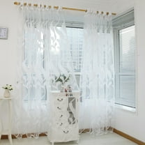 Bouanq Embroidered White Sheer Curtains for Living Room Voile Embroidery Birds and Leaf Window Curtain for Bedroom Drapes 200cm x 100cm Rod Pocket 1 Panel
