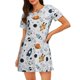 thumbnail image 1 of Balery Cartoon Planets Camisón de manga corta con cuello redondo para mujer, cómodo y elegante., 1 of 6