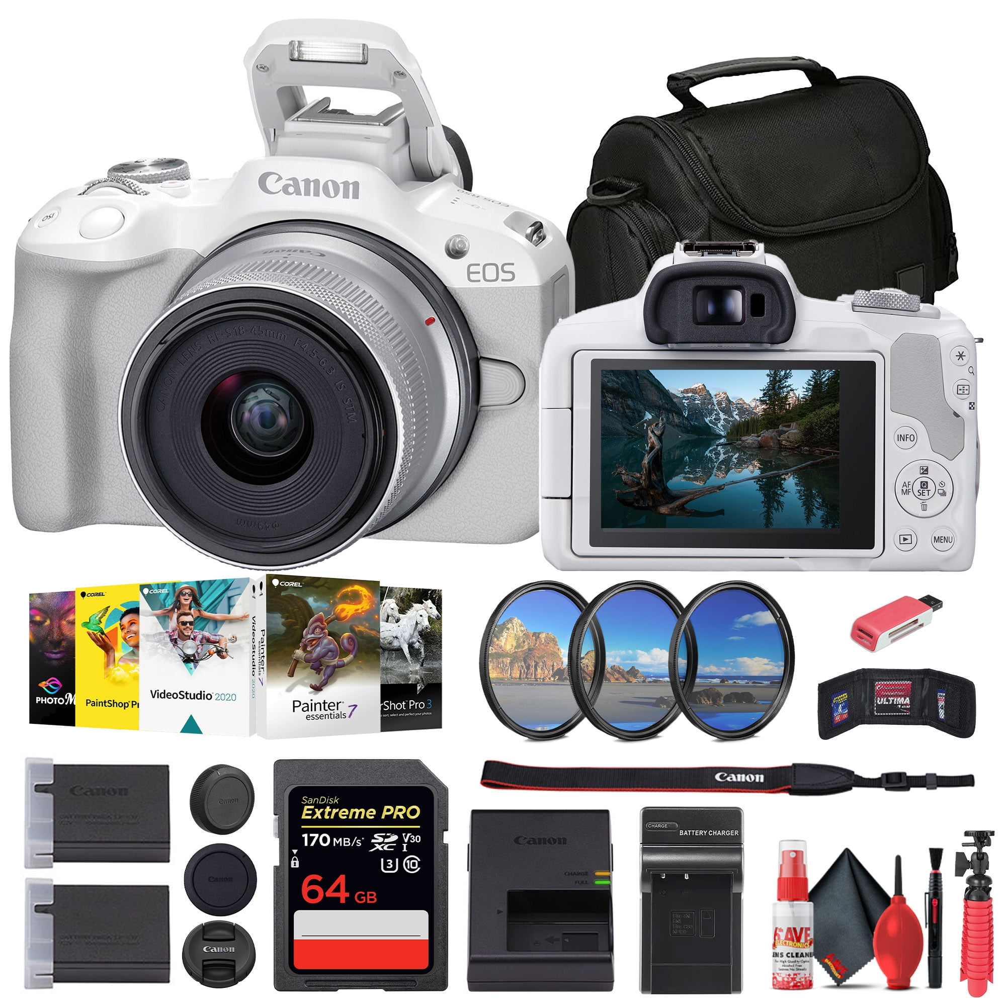 Canon EOS R Mirrorless Camera Intl Model- Bag, 128GB Card, LED Canon EOS R Mirrorless Camera Intl Model- Bag, 128GB Card, LED