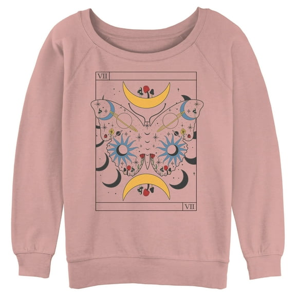 Junior's Lost Gods Celestial Butterfly Tarot Sweatshirt Desert Pink Large