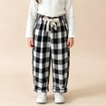 thumbnail image 2 of Toddler Boys Girls Linen Pants Kids Wide Leg Harem Pants Cotton Elastics Waist Summer Plaid Long Trousers Thin 3/4 Outerwear, 2 of 9