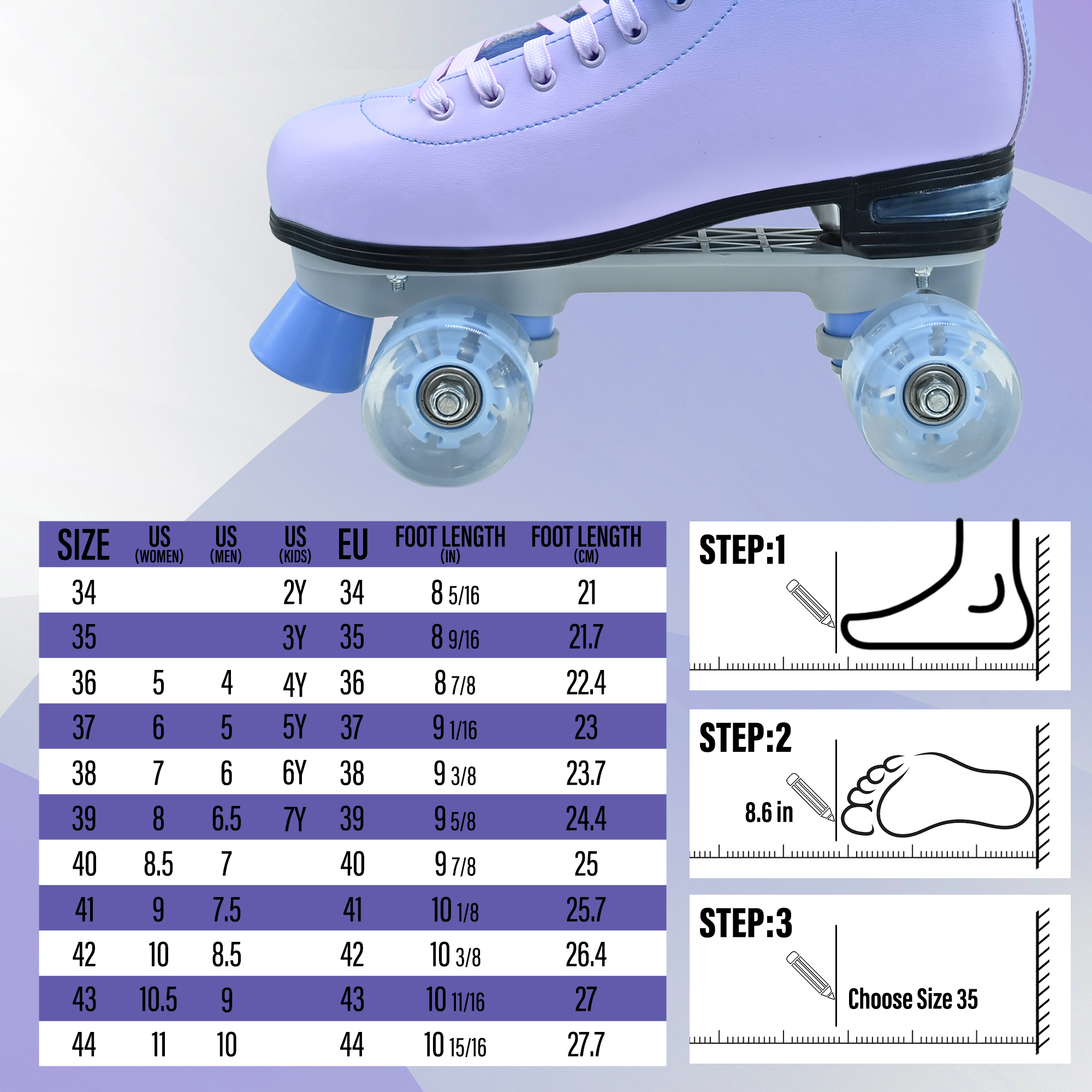 JZY Quad Roller Skates with Light-Up Wheels,High-Top Design for Women, Men & Teens