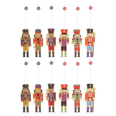 

12 Pcs Creative Wooden Walnut Soldier Pendants Christmas Tree Hanging Pendant