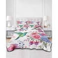 thumbnail image 2 of Quilts Twin Size Bedding Set, Pink Spring Floral Lightweight Quilted Comforter, Watercolor Birds Farmhouse Elegant Soft Reversible Bedspread Coverlet with Pillow Covers for All Season, 68" x 86", 2 of 7