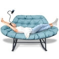 thumbnail image 2 of Outdoor Loveseat Rocking Chair with Thicken Cushion and Phone Holder for 2 Person for Garden Patio Yard (Turquoise), 2 of 7