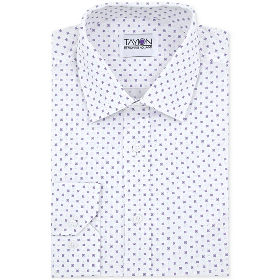 Tayion Collection Men's Geo-Print Dress Shirt, Purple, Size XL 17-17.5 36-37