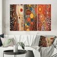 thumbnail image 1 of Designart "Amber Tinged Circular Dot Aboriginal Art V" Transitional Wall Art Set Of 3 - Abstract Transitional White Gallery Set For Office Decor, 1 of 6