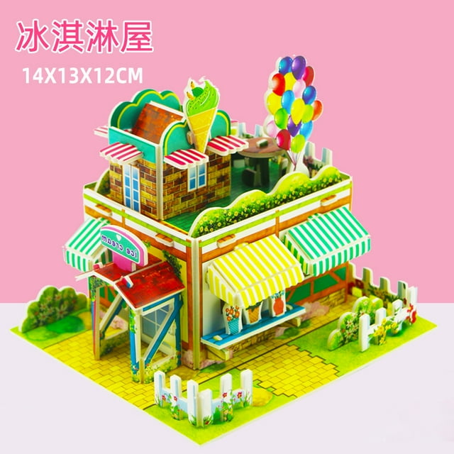 Children‘s 3d Stall Stereo Jigsaw Puzzle DIY Handmade House Car Model Assembled Toys Early Education Building Blocks