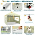 thumbnail image 6 of HOTEEL 10x10 Outdoor Canopy Party Tent EZ Pop Up Canopy Portable Commercial Instant Canopy Shelter Tent Waterproof Gazebo with 4 Sidewalls & Carry Bag, Stakes & Ropes, Khaki, 6 of 10