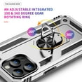 thumbnail image 3 of Allytech Rugged Case for iPhone 16 Pro Max, Military Grade Protection Shockproof Non-Slip Cover with Metal Rotatable Ring Stand, Magnetic Car Mount Holder Fashion Case for iPhone 16 Pro Max - Silver, 3 of 6