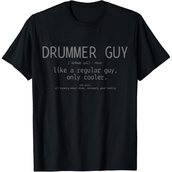 Drummer Guy Definition Funny Vintage Drums Drumming T-ShirtMen and women, Black T-shirt, size: Extra large