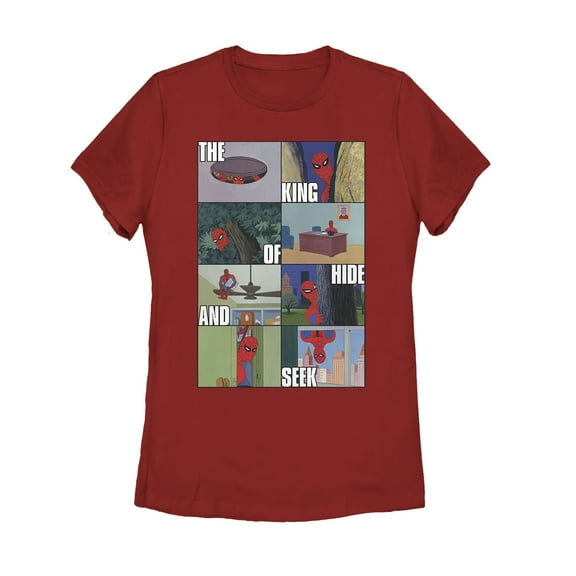 Women's Marvel Spider-Man Hide & Seek King Graphic Tee Red X Large
