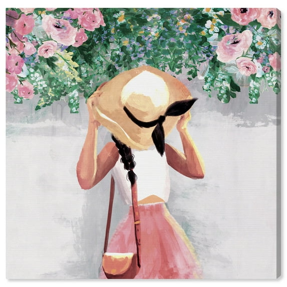 Wynwood Studio 'Spring Over My Head' Floral and Botanical Wall Art Canvas Print - Green, Pink, 12" x 12"