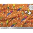 thumbnail image 3 of Soimoi Orange Poly Georgette Fabric Macaw Parrot Bird Printed Fabric 1 Yard 42 Inch Wide, 3 of 3