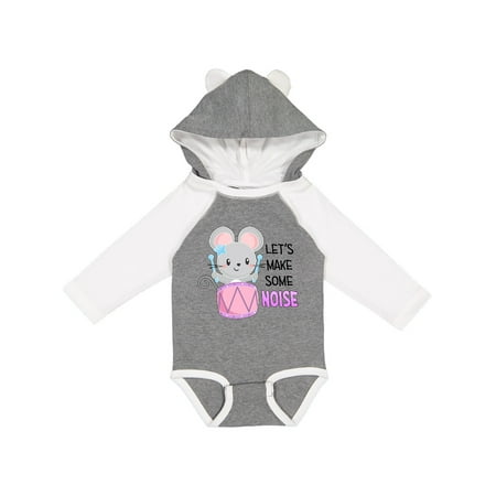

Inktastic Let s Make Some Noise Cute Mouse Drummer Gift Baby Boy or Baby Girl Long Sleeve Bodysuit