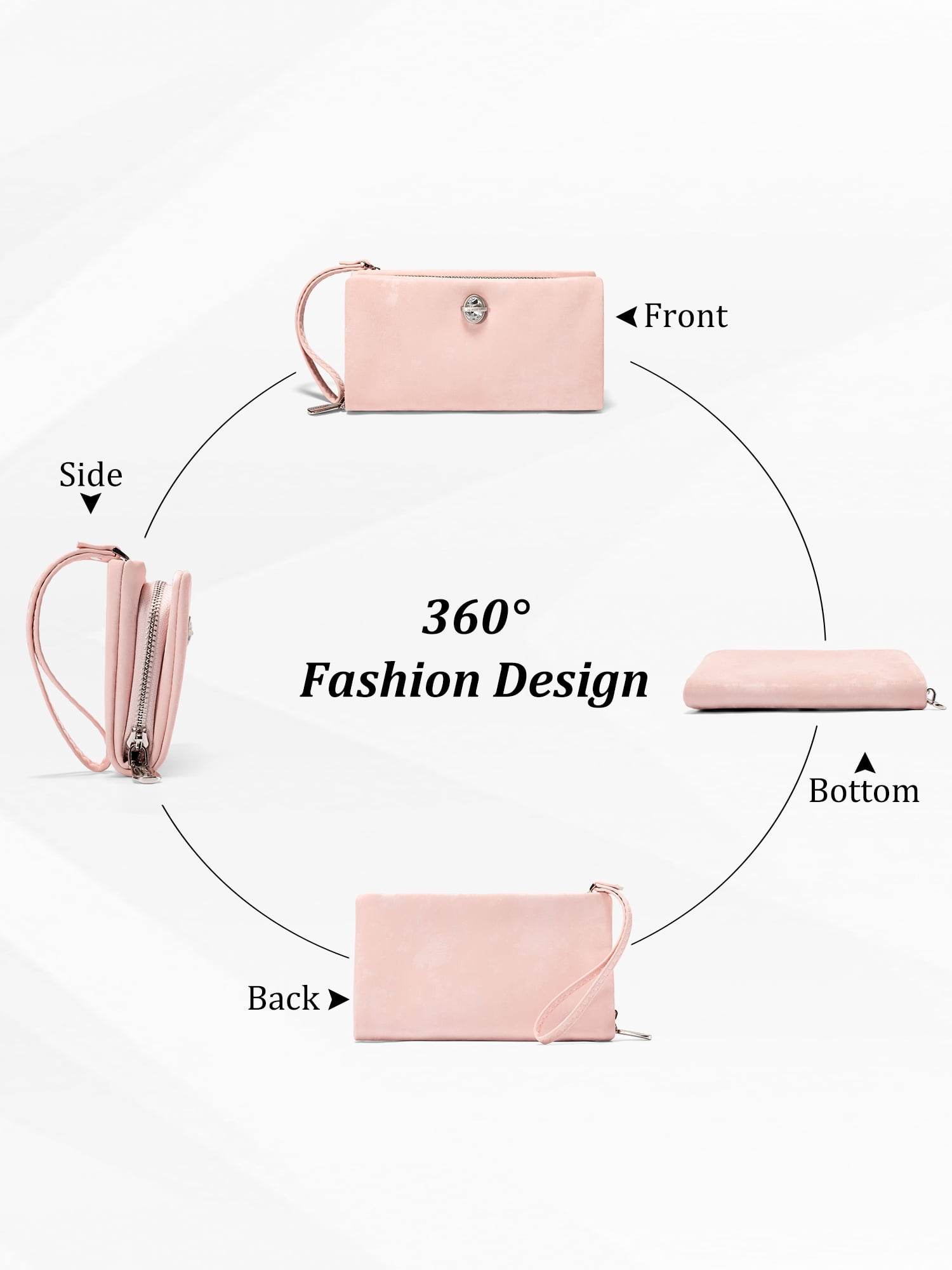Punplita Women Wallet Leather Long Wallets for Women with Zipper and Card Holder