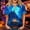 Blue #025, variant on Halloween Shirts for Women Witch Hat Spider Graphic Short Sleeve Casual T-Shirt Candy Print Henley Scary Fall Tops M