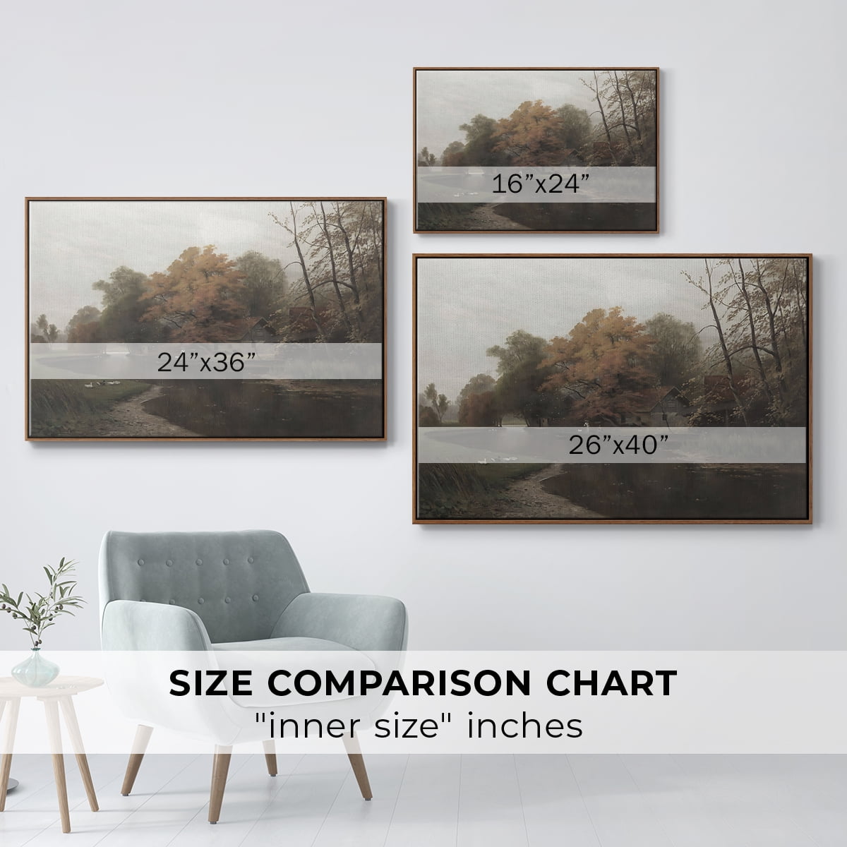 Vintage Landscape-CCCXXVI By Wexford Home Framed in Walnut Wood Gallery Wrapped Canvas 25 in. x 37 in.