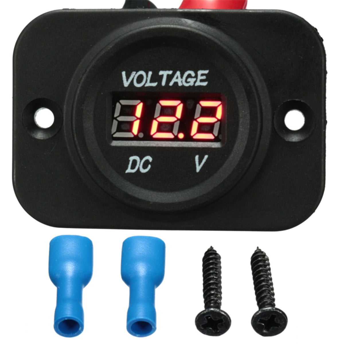 Digital LED Motorcycle Voltmeter Voltage Panel Meter DC 9V to 24V Waterproof