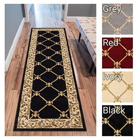 French Trellis Patrician Trellis Black French European Formal Traditional 2x7 (2'3
