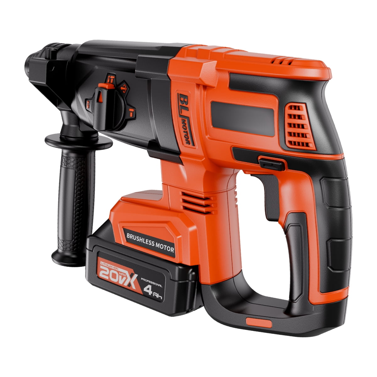 20V SDS Plus Brushless Cordless Rotary Hammer Drill Kit 1 In 1200RPM 4 Functions Concrete Metal Wood Drilling