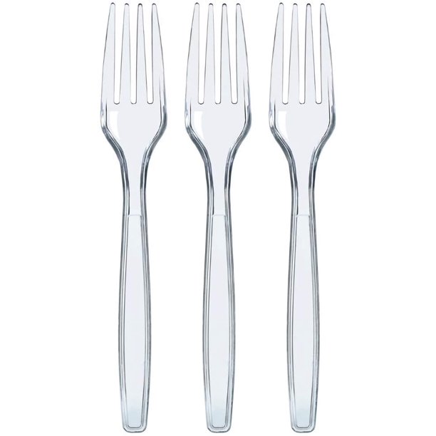 Prestee 100 Clear Plastic Forks Heavy Duty Plastic Silverware Fancy